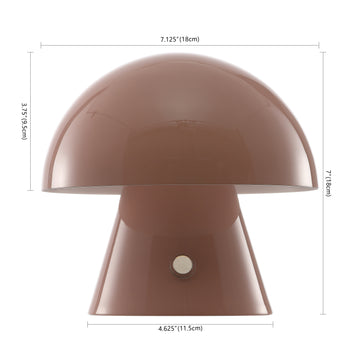 Porcini 7" Contemporary Bohemian Rechargeable/Cordless Iron Integrated LED Mushroom Table Lamp